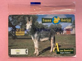 Telefonkarte Spanien Esel in originaler Verpackung