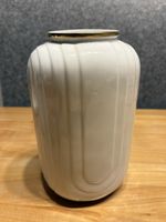 Blumenvase Keramik weiss mit Goldrand