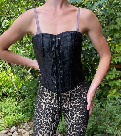 Guess Corsetto di raso nero con lacci, taglia L