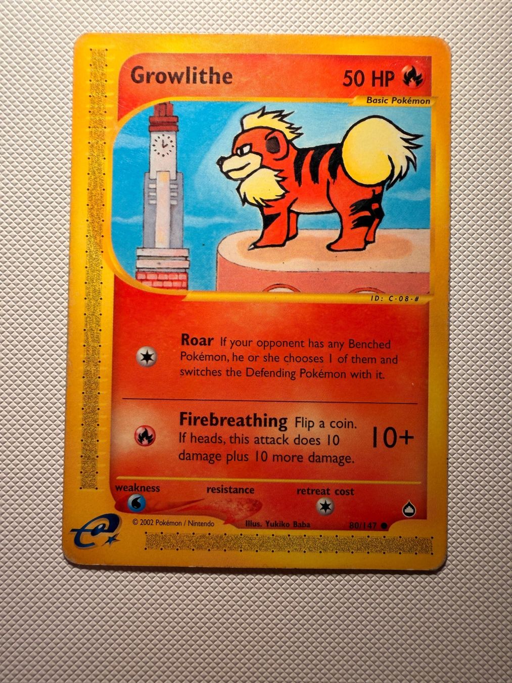 Pokémon Carte collezionabili: Growlithe 80/147 Aquapolis 2002 EN – Usato da Kloten venduto da Pokeball_Emporium