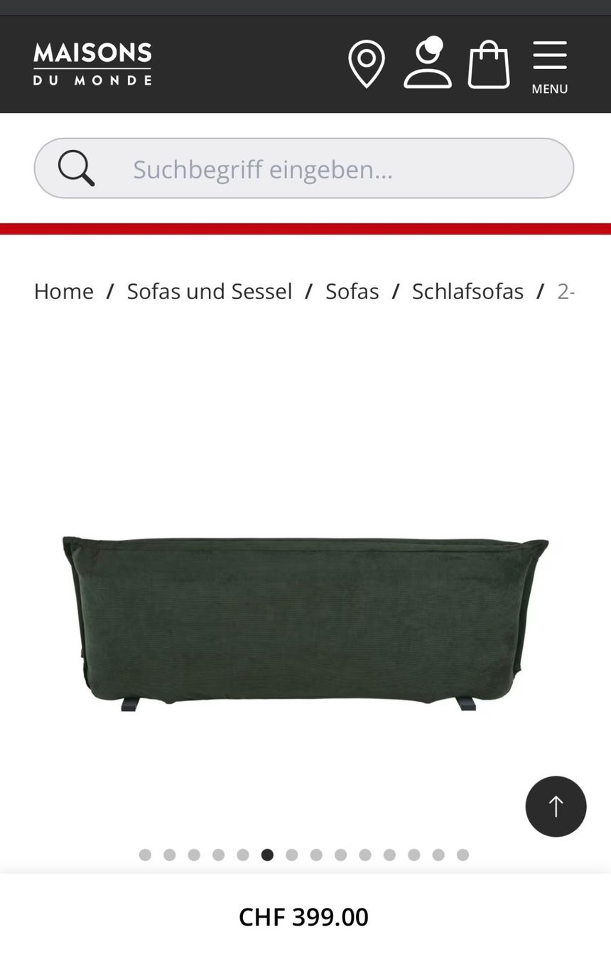 Divani: Maison du Monde dark green sofa bed – Usato da Zürich venduto da bea_swh6 3