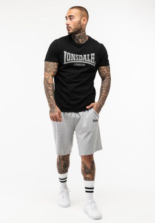 Lonsdale Moy T-Shirt/Short Set Schwarz/Marl Grey& Dark NavyM