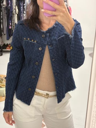 Marc Aurel weiche Jeans Jacke Gr. 36 blau ohne Kragen denim