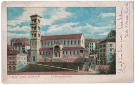 Gruss aus Zürich, Liebfrauenkirche, gelaufen 1902