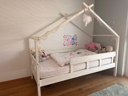 Hausbett 90 × 200 cm – weiss inkl. Lattenrost