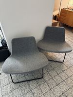 2 Stühle grau Stoff, Metallgestell schwarz