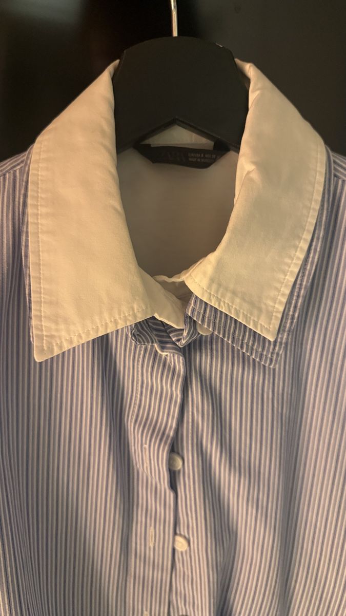 Zara Camicette: Zara Shirt, Blue/White Stripe, Contrast Collar, Size S – Nuovo (secondo la descrizione) da zug venduto da Inaar 2