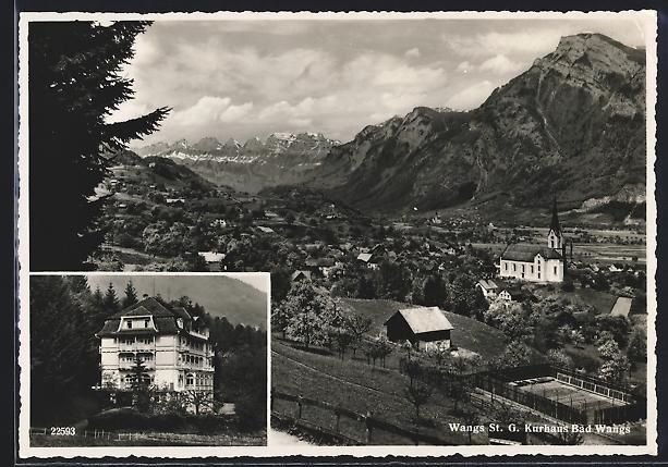 Cartoline postali: Wangs /St. G., Kurhaus Bad Wangs mit Geb – Usato da Berlin venduto da bartko-reher