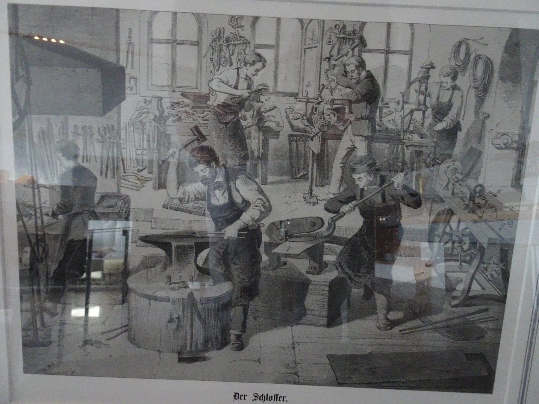 Grafiken & Lithographien: Der Schlosser   -   alte Lithographie gerahmt – Gebraucht aus Vitznau von Mina60 1