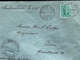 Rarität 👉 WohnsitzRegisterFührerAmt: Brienz 1943 Briefmarke