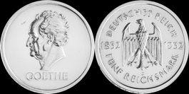5 reichsmark 1932 - Goethe SPL (J-Amburgo)