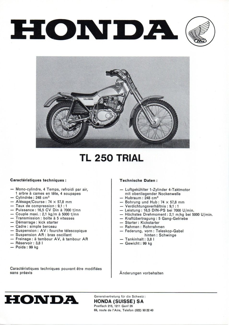 Honda Strada: Honda Motorrad Prospekte 1975 – Usato da Malans GR venduto da Chueche427 4