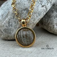 Silber gelbvergoldete Kette mit Bergkristall