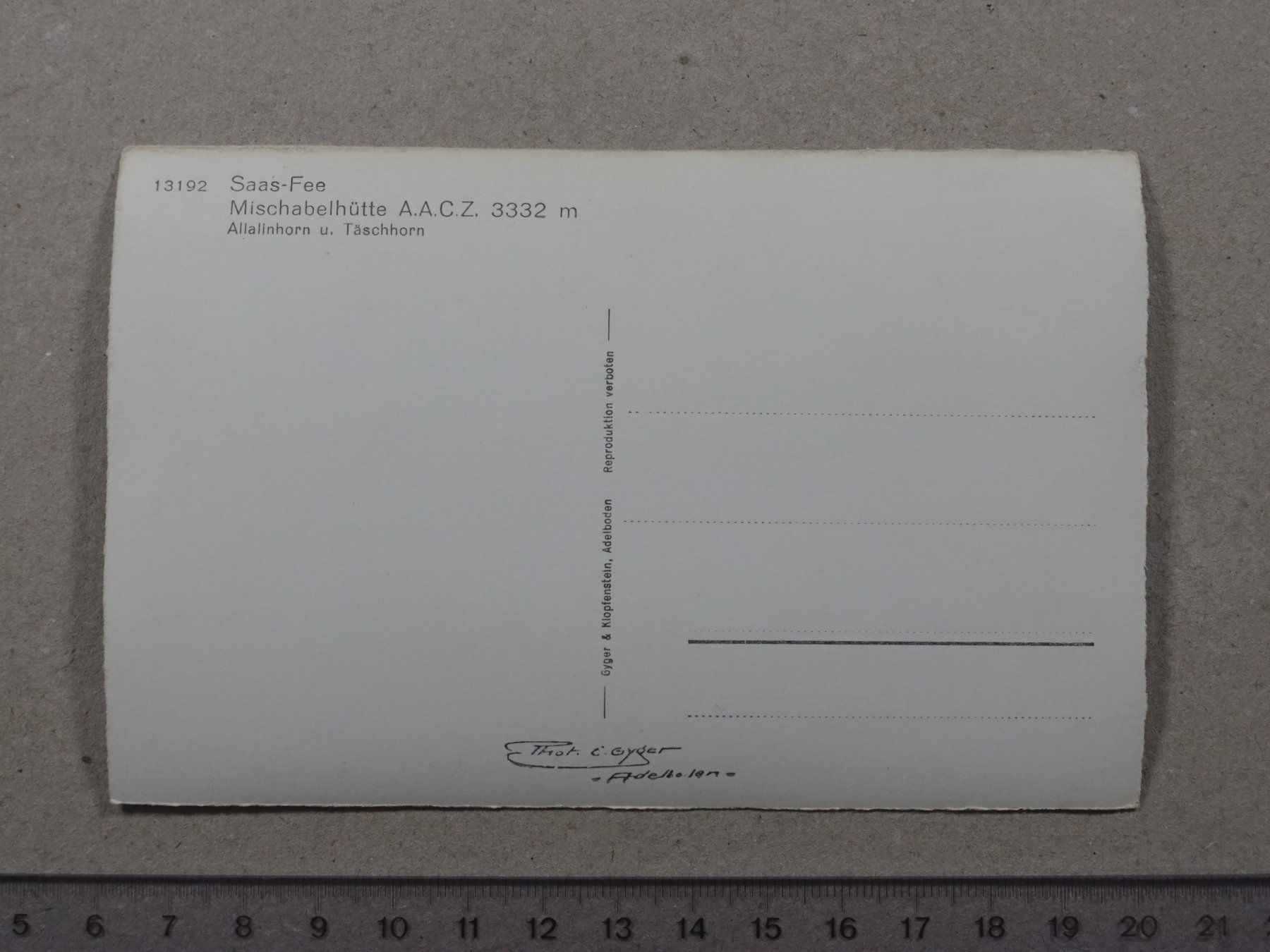 Cartoline postali: Saas-Fee, Mischabelhütte A.A.C.Z. – Usato da Lenzburg venduto da fh1 1