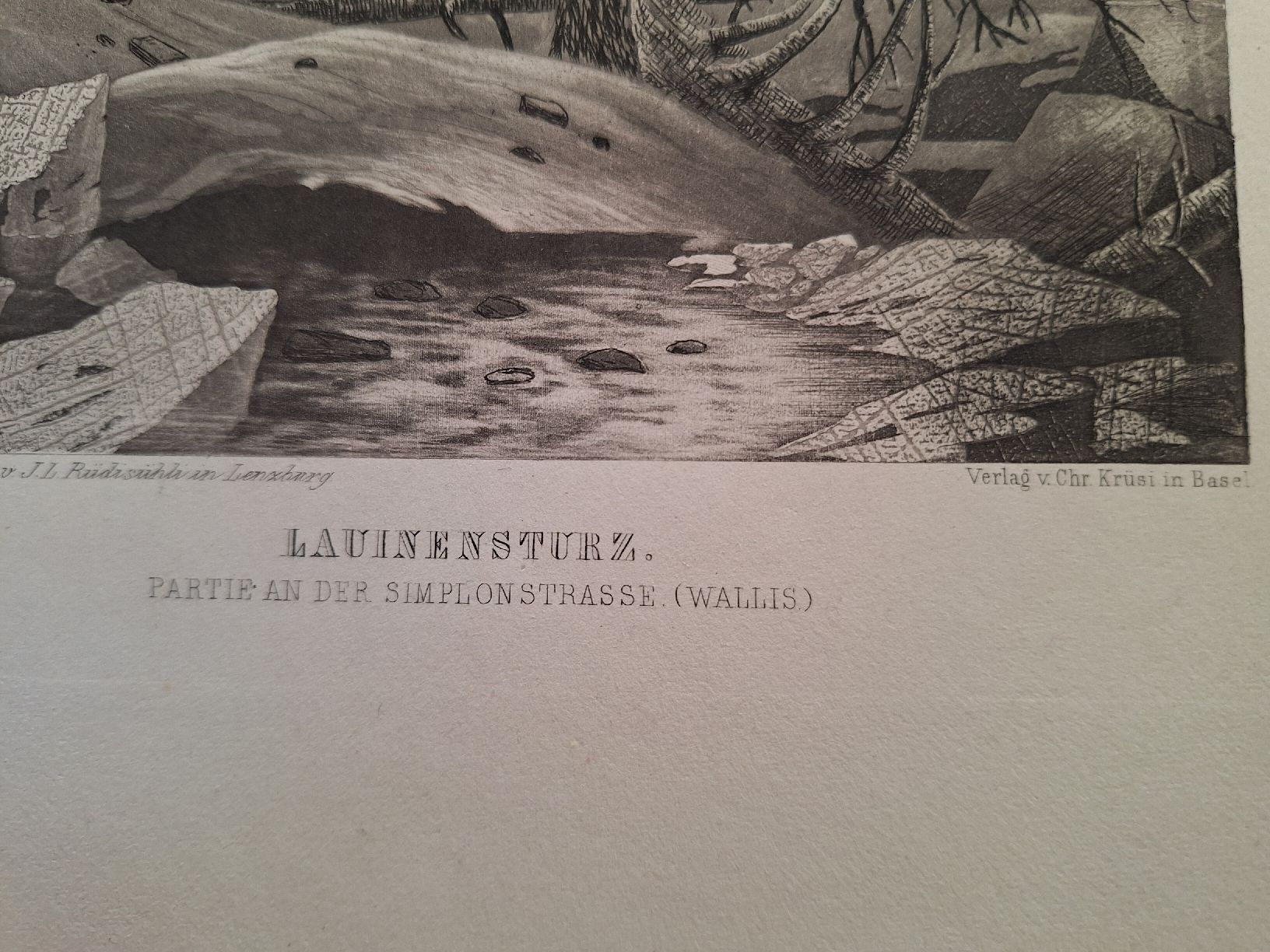 Incisioni: 2 gravures : RHONEGLETSCHER et SIMPLON – Usato da Bevaix venduto da bohrap 2