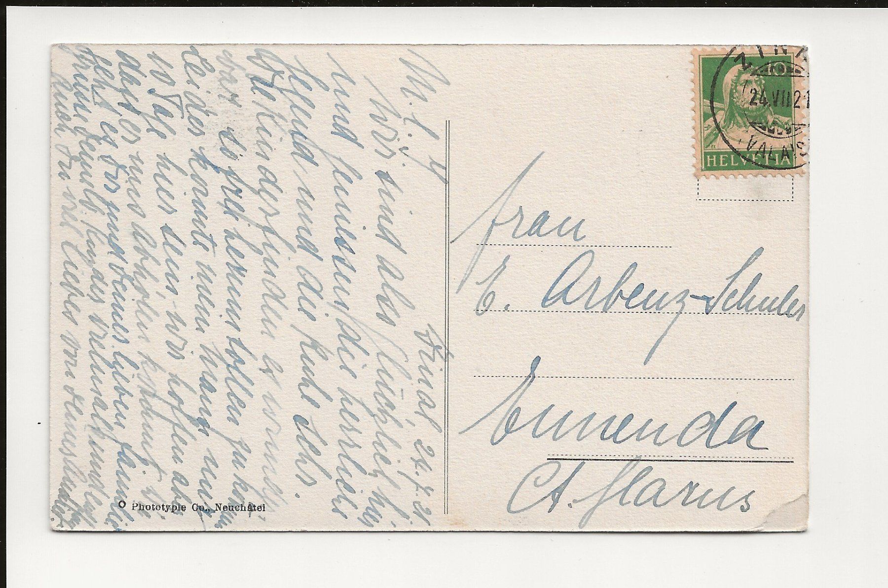 Ansichtskarten: AK 1921 Zinal et le Besso – Gebraucht aus Greifensee von 315WDO 1