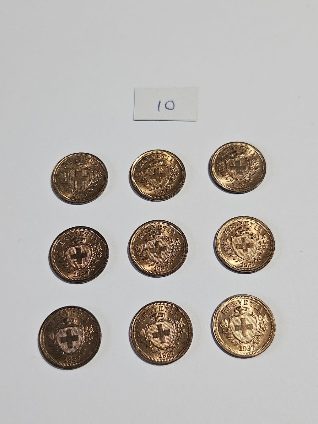Tutti le monete: 1 Rappen 1937, 9 Stk. – Usato da Pfäffikon ZH venduto da Melibol
