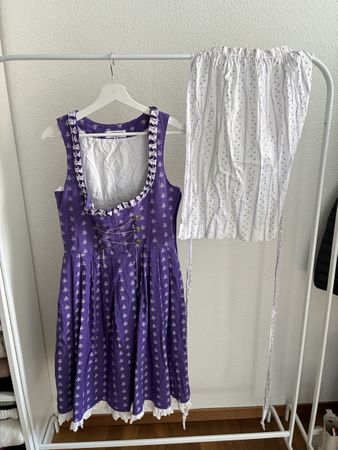 Dirndl Landhaus Trachten violett blanc taille 38 40