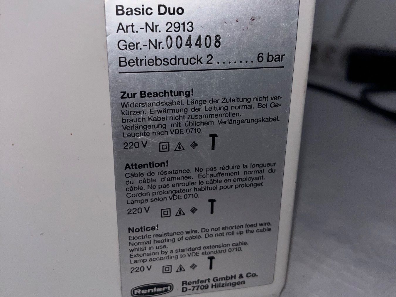 Attrezzature mediche: Renfert Basic Duo Sandstrahler Zahntechnik Labor Werkstatt – Usato da Illighausen venduto da remi 7