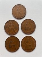 5x One Penny 1966, Elizabeth II, Top Zustand, Rarität!