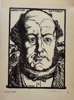 Karl Hänny, Orig. Holzschnitt, sign., Jeremias Gotthelf