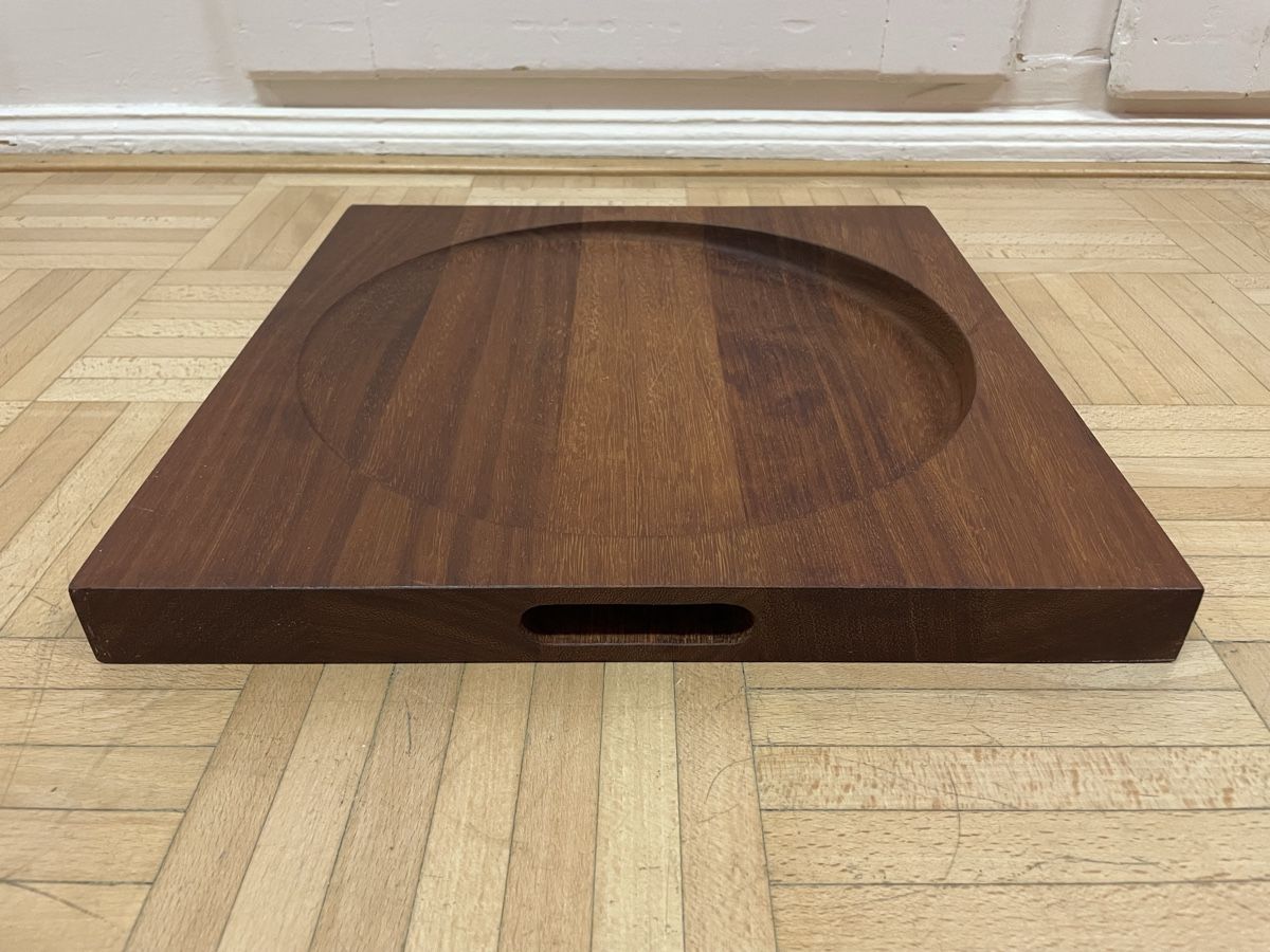 Schalen: Vintage Teak Schale oder Platte Quadrat rund Holzschale 70er – Gebraucht aus Zürich von Vintagewiesel 5