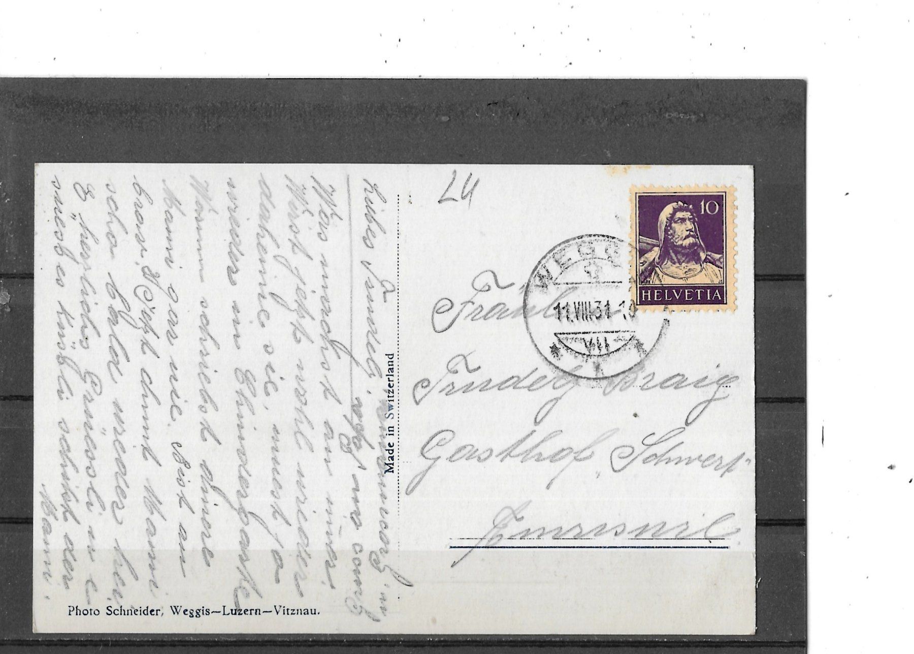 Cartoline postali: LU Weggis 1931 Strandbad – Usato da Schocherswil venduto da Wilare 1