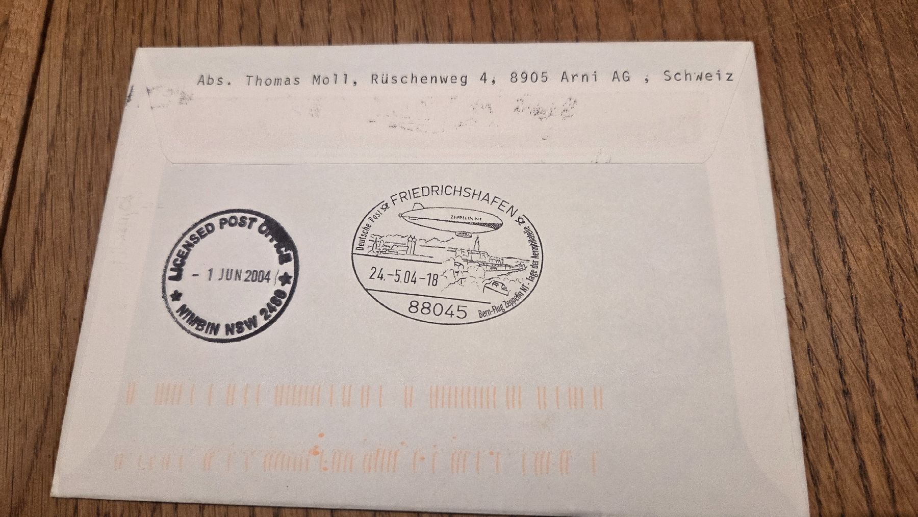 Alle Briefmarken: 2004 Zeppelin NT Postflug Weiterleitung Australien – Gebraucht aus Arni AG von Moth68 1