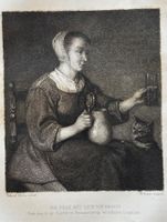 Radierung, Frau mit Bierkrug, Gabriel Mefzu / W. Unger, 1873