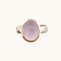 Silber Ring vergoldet mit Rosenquarz, Gr. 54