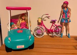 Barbie Puppen Set: Auto, Fahrrad, Roller -Top Zustand!
