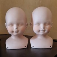 Deux têtes de poupées en céramique West-Germany 