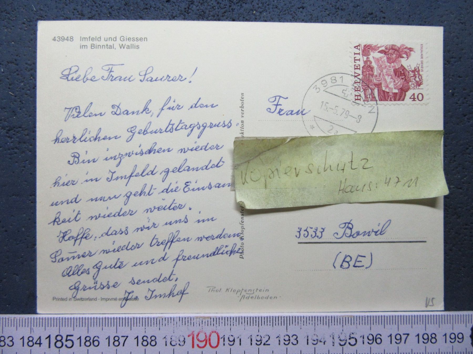 Cartoline postali: IMFELD + GIESSEN IM BINNTAL VS AK 1979 – Usato da Ettingen venduto da Hausi4711 1