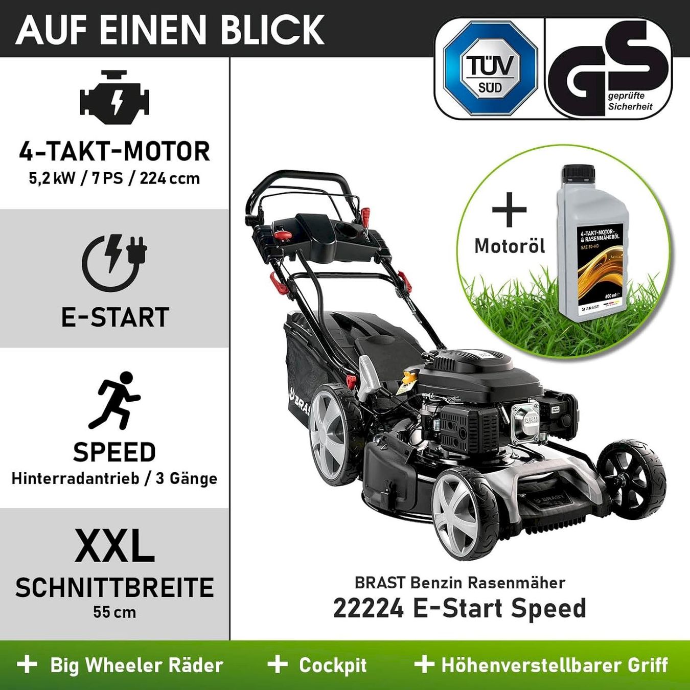 Rasenmäher: BRAST 22224 E-START SPEED Rasenmäher – Neu und originalverpackt aus Bottighofen von zaap 6