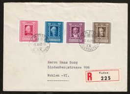 1942 : Liechtenstein Nr. 171 - 174 auf R-FDC