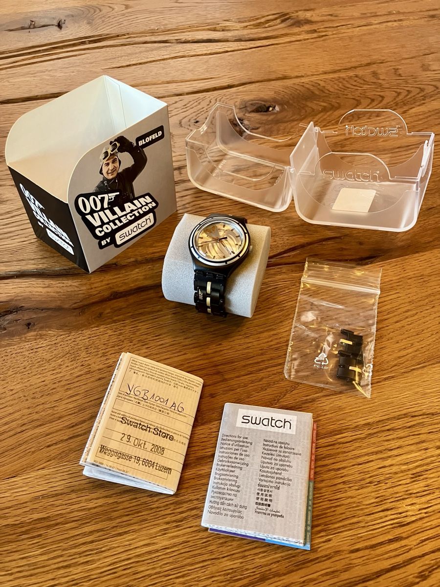 Swatch Orologi: Swatch 007 Bond Blofeld Villain Collection Uhr – Usato da Schüpfheim venduto da Entlebucher01