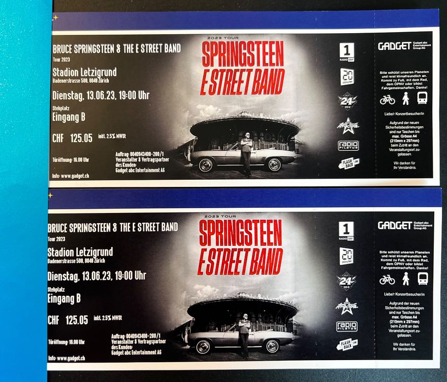2 Bruce Springsteen Stehplatz-Tickets | Kaufen auf Ricardo
