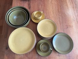 Rössler Geschirrset 22 Teile Senf /Olive