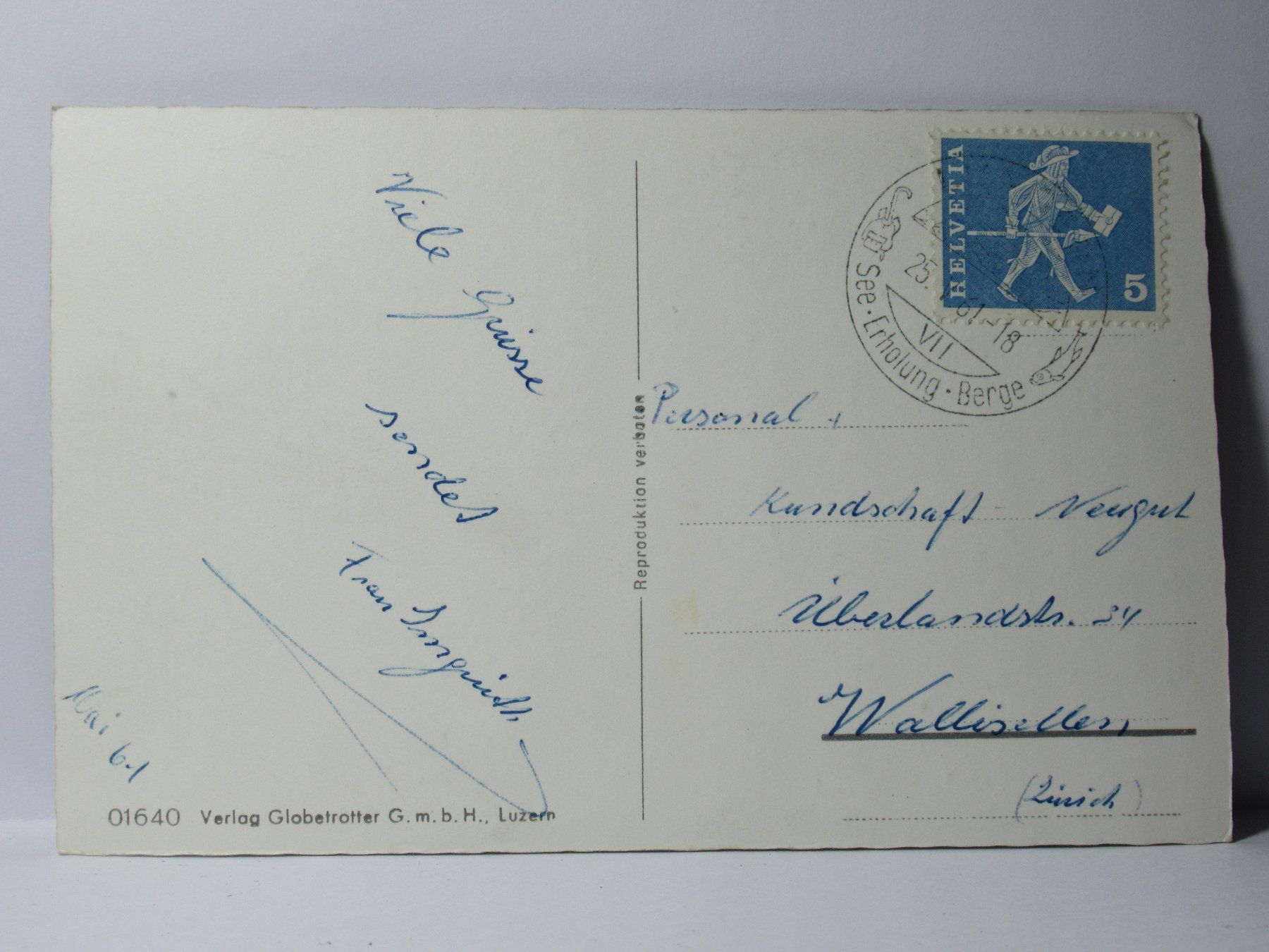 Cartoline postali: Lungern , See , Kirche , Brünigbahn  1961 – Usato da Grenchen venduto da Bluemchen1900 3