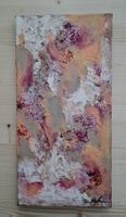 Acrylbild 20x40cm apricot/beige/dunkelrot