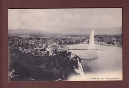 GENEVE - Vue générale avec Jet d'Eau - 1922