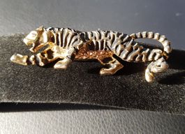 Gepard Brosche vergoldet