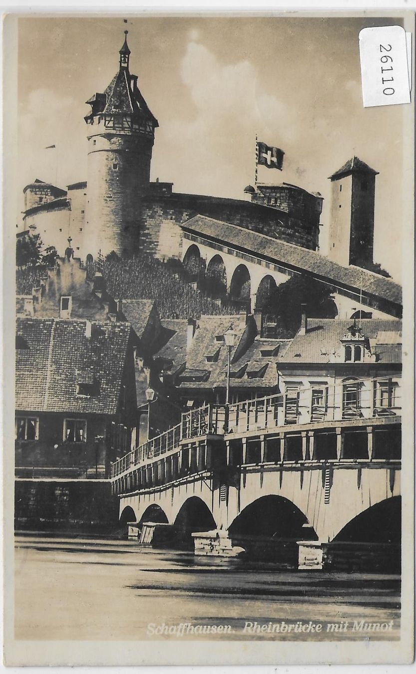Cartoline postali: Schaffhausen - Rheinbrücke mit Munod – Usato da Ettingen venduto da Kartenplanet
