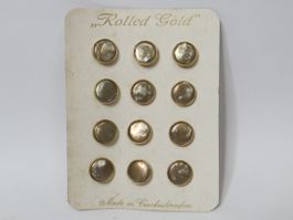 12 Vintage Knöpfe Rolled Gold Buttons, Tschechoslovakia