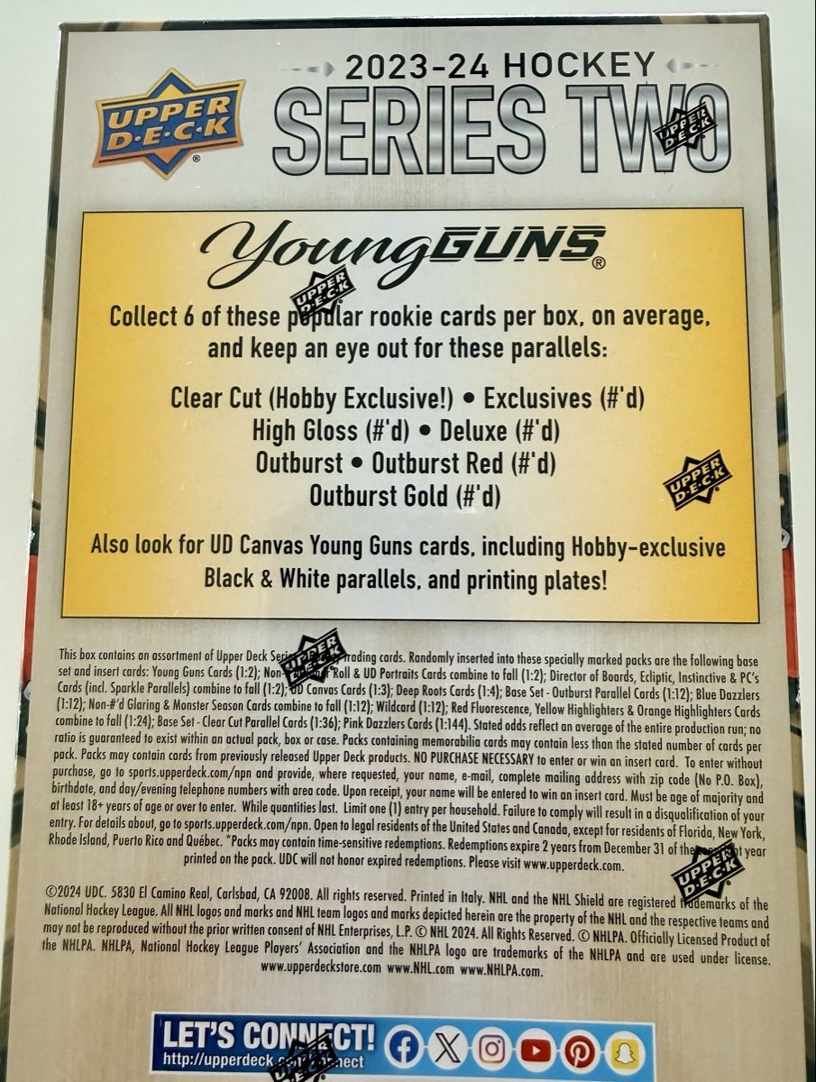 NHL Carte collezionabili: 2023-24 Upper Deck Series 2 Hockey Hobby Box – Nuovo e nell'imballaggio originale da CHÂTEL-ST-DENIS venduto da Grepson 1