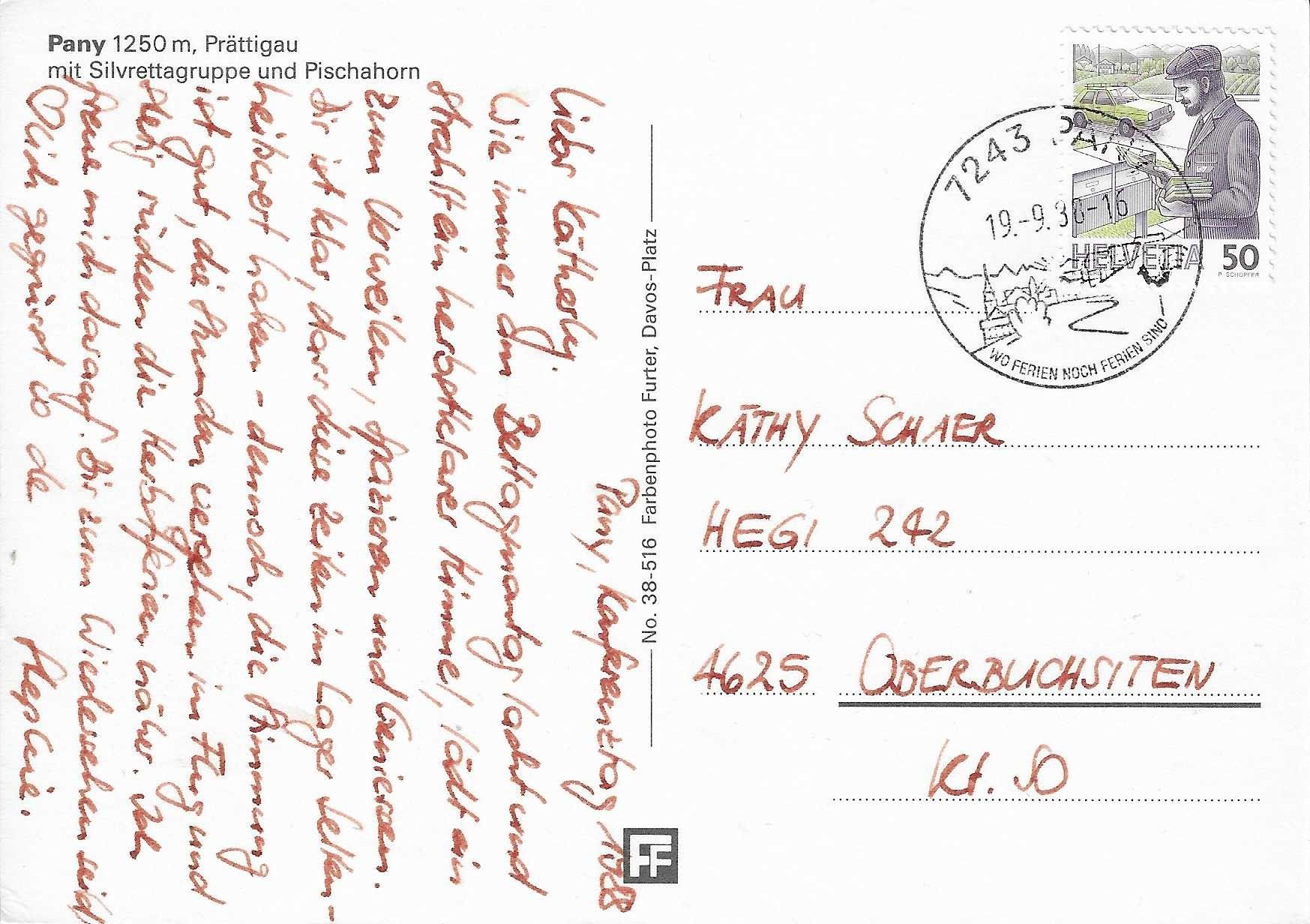 Cartoline postali: Pany Prättigau GR – Usato da Rothrist venduto da Stranglehold 1