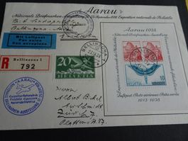 23.IX.38.; AARAU-BELLINZONA; AARAU BLOCK MIT ZUSATZ; FLUPOST