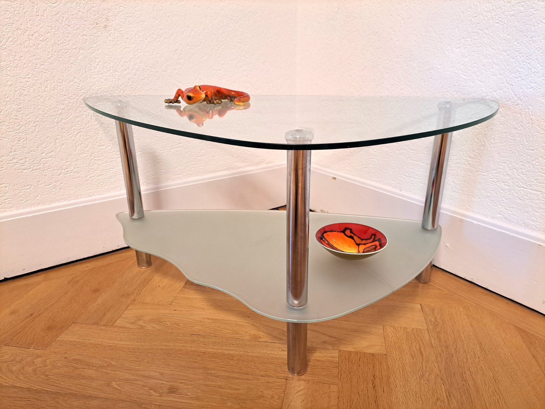 Tische: Table basse élégante en verre et chrome, 2 niveaux 100x50x47 – Gebraucht aus Bex von Dani-Dany 2