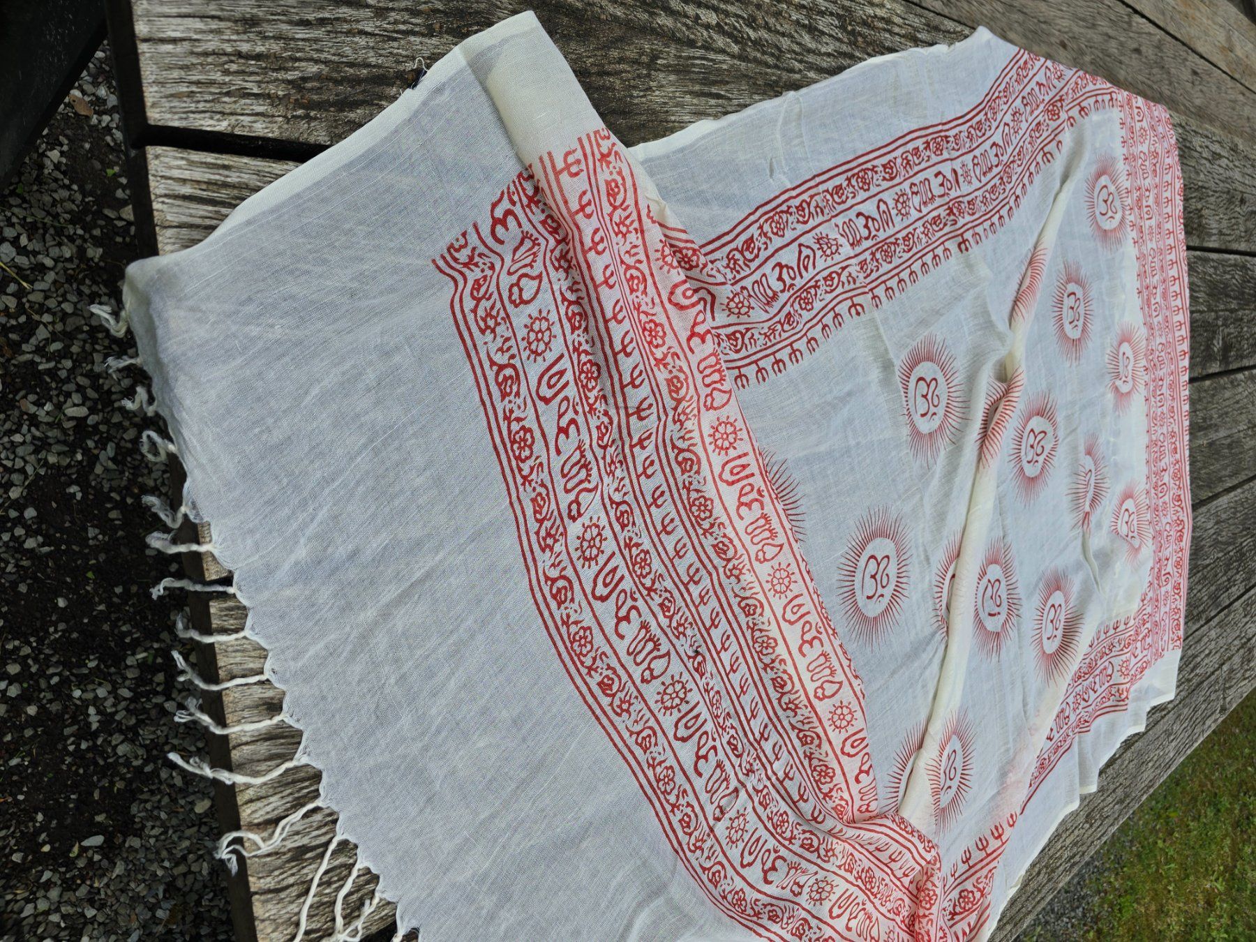 Foulard & Sciarpe: Kleidung: Tuch Yoga "OM" mit Fransen – Nuovo (secondo la descrizione) da Romanshorn venduto da Rachacha 3