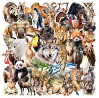 50 Aufkleber Sticker - Wildtiere transparent